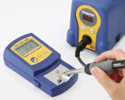 Measuring tip temperature with a tip thermometer (HAKKO FG100)