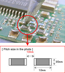 Use it for soldering at the narrow pitches.