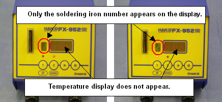 Only the soldering iron number appears on the LCD.