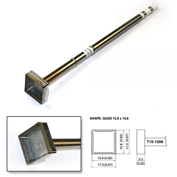 T15-1208 SMD Quad Soldering Tip 15.8mm x 15.8mm x 7mm