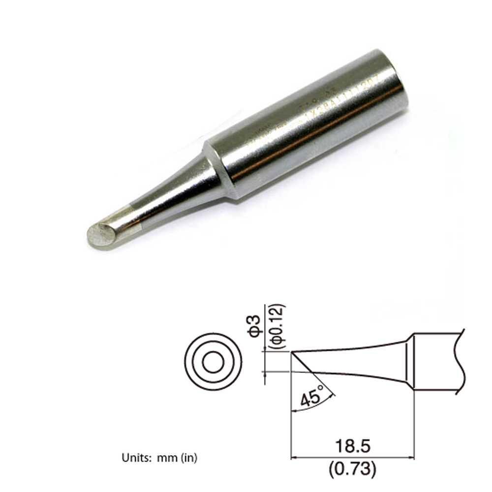 T19-C3 Bevel Soldering Tip 3mm/45° x 18.5mm