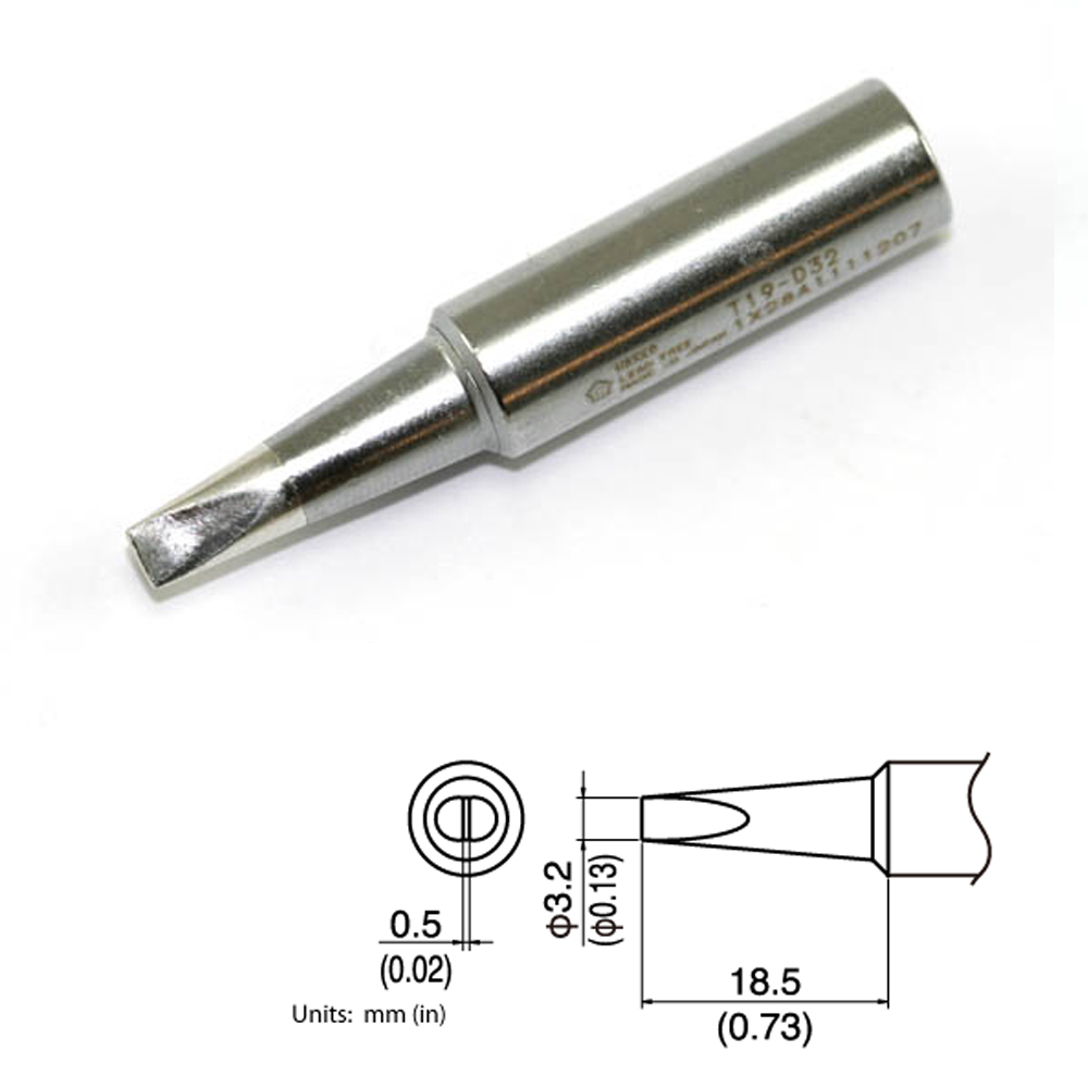 T19-D32 Chisel Soldering Tip 3.2mm x 18.5mm