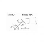 T20-BC4 Bevel Soldering Tip 4mm /45° x 10mm
